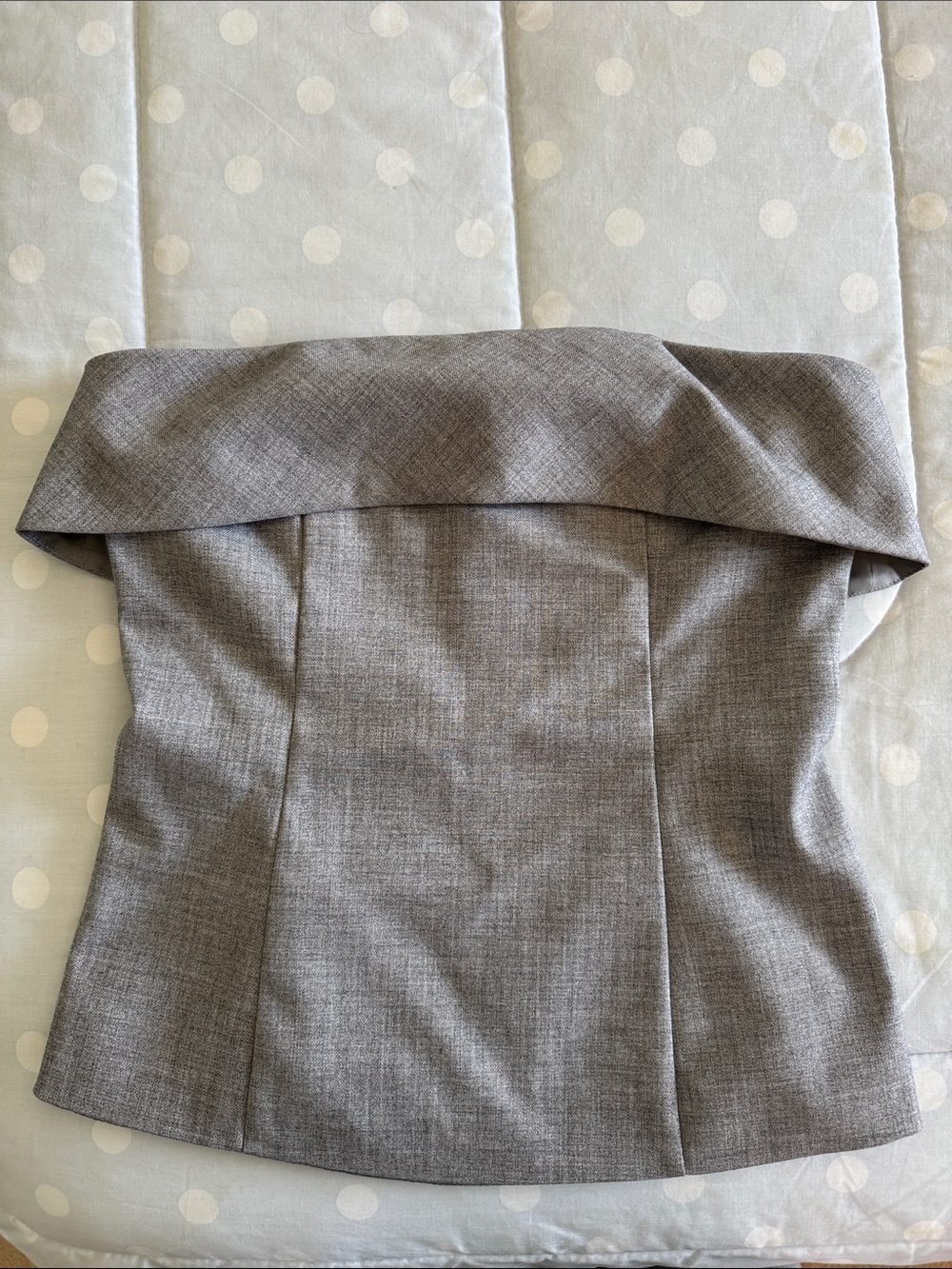 Express Gray Strapless Fold-Over Top